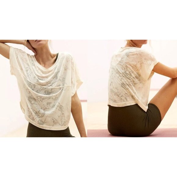 Varley Tops - Varley Womens Everett Tee Top Size L Cream Burnout Loose Fit Short Sleeve NWT